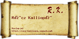 Rácz Kalliopé névjegykártya